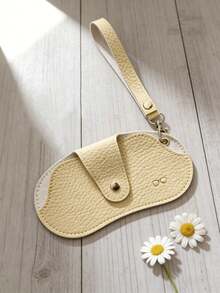 女士大容量太阳镜收纳袋，带挂绳，PU材质太阳镜盒，便携式防压太阳镜保护套，高端自封保护盒