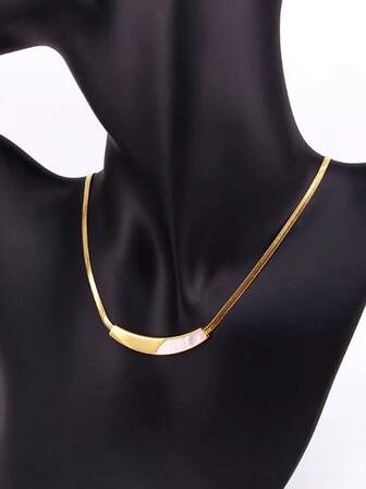 1pc שרשרת שחבור מעוקלת בסגנון צרפתי אופנתית מפלדת אל-חלד, עיצוב אלגנטי ומינימליסטי, מתאים ללבוש יומיומי של נשים