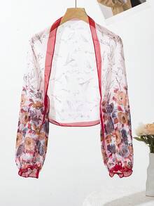 1pc Outdoor UV Protection Arm Sleeve, Lightweight Floral Print Shawl For Cycling, Driving, Summer - Multicolor - View 11