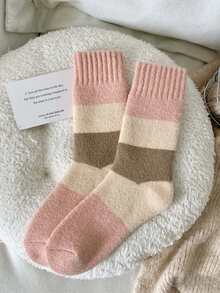 4 Pairs Women's Wool Blend Socks, Thick Warm Thermal Lined Mid-Calf Socks, Cute Girly Style - Multicolor - View 9