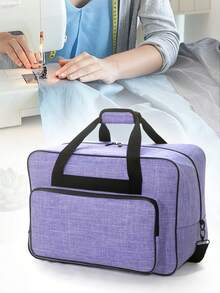 Sewing Machine Carrying Case, Portable Tote Bag Compatible With Singer, Brother, Janome, Multiple Pockets For Storage, Adjustable Shoulder Strap, Fits Most 15-18 Inch Machines, Water-Resistant Oxford Fabric - Purple - View 10