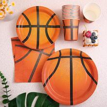 Set de tacâmuri de unică folosință cu tematică de baschet, include farfurii de hârtie de 7/9 inch, pahare de hârtie, șervețele de hârtie, potrivit pentru petreceri de ziua de naștere, festivaluri, întâlniri, sărbători, nunți, absolviri și alte articole de petrecere de unică folosință - Multicolor - Vizualizare 5