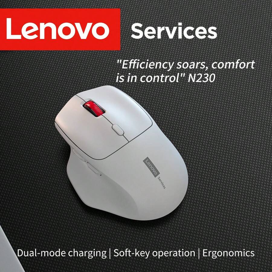 Lenovo Chuột không dây, chuột sạc kép, kết nối 2.4G/Bluetooth, chuột chơi game thiết kế công thái học, chất liệu thân thiện với da, cầm nắm thoải mái, đa năng dùng cho văn phòng, nhà, chơi game, tương thích với nhiều thiết bị, thời lượng pin dài. - trắng - Xem 1