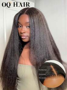 OQ 200% 密度 16-30 英寸卷发/直发蕾丝前假发，即插即用，预漂白发结，无需胶水，自然色，预拔发际线，新手友好，100% 真人发假发