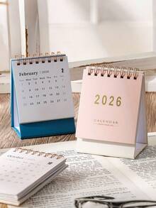 2026 Minimalist Compact Desk Calendar, Portable Solid Color Desktop Decor, Mini Calendar, Back To School, Study Supplies, School And Office Desk Decoration, Ideal For Home And Office Organization, Paper Material, Monthly Layout, Monthly Planner | Durable Wall Calendar, Home Calendar Gift For Friends, Back To School Season - Multicolor - View 5