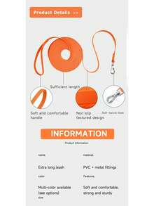 Dog Training Leash Waterproof PVC Long Lead 3m/5m/10m/15m For Outdoor Walking Hiking Snow Play All-Season Control For Dogs - Multicolor - View 4