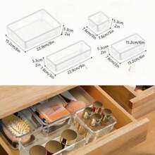 25 Pc Clear Plastic Drawer Organizer Set,4 Sizes In Drawer Trays For Bathroom,Office,Kitchen Cabinet And Vanity Organizers,Desk Organizer Bins For Jewelry,Cosmetic,Utensil - 無色 - 查看 3