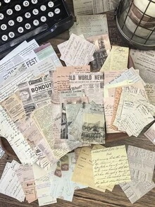 Memory Post Office Vintage Scrapbook Kit - 100pcs Journaling Supplies For DIY Collage, Decorative Stickers & Background Papers - BQ961-morning Old Newspaper - View 2