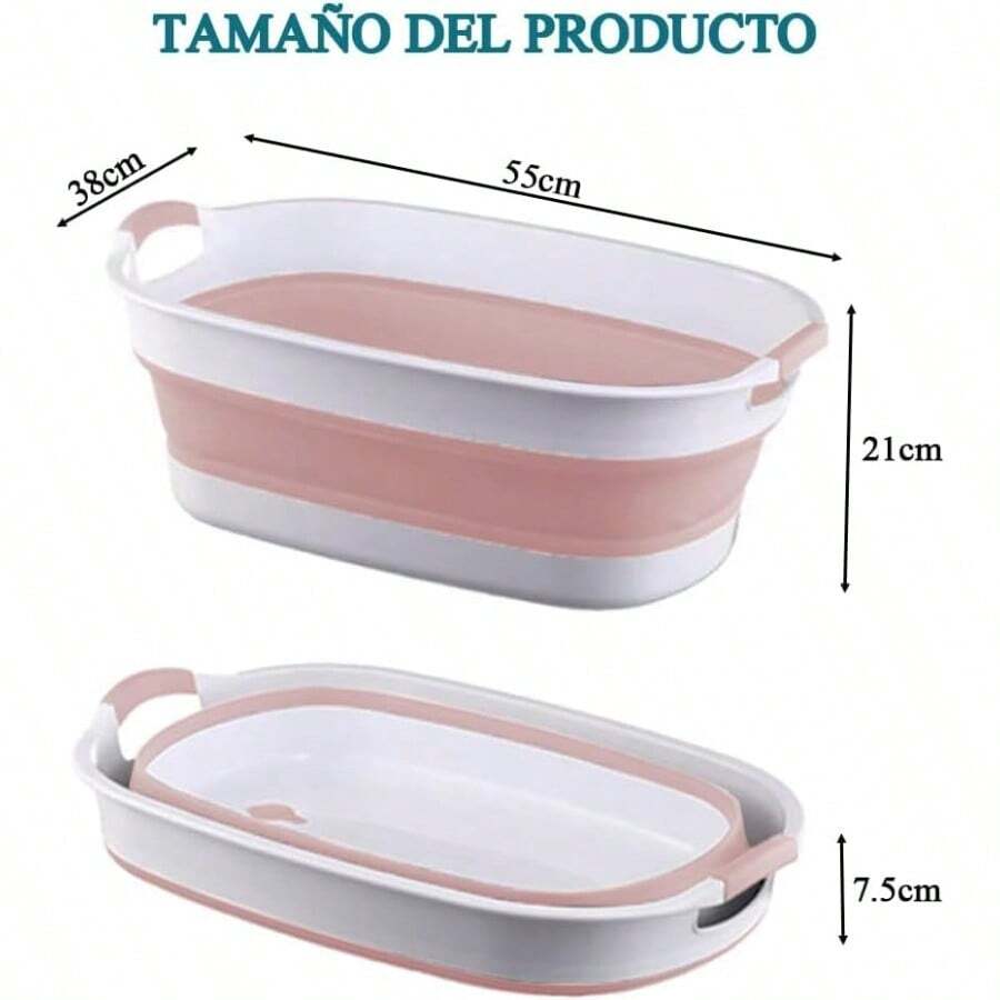 Cesta Plegable de Plástico para la Colada Canasto de Lavandería Cesto para Ropa Sucia Organizador de Almacenamiento Plegable Lavabo Multifuncional Azul 55cm*38cm