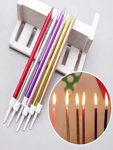 6/18/36 Peças Velas de Lápis de Bolo de Aniversário Feliz, Velas Espirais, Decorações de Bolo de Aniversário, Velas de Lápis Retas, Decoração de Sobremesa, Artigos de Festa, Ano Novo, Dia dos Namorados, Festival - Multicolorido - Visão 9