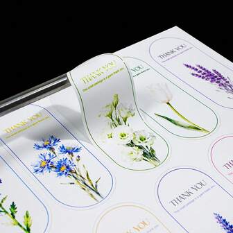 60/180 st. blommiga tackklistermärken, blomförseglingsklistermärken, bröllopsgåvor, produktförpackningar, dekorativa förseglingsklistermärken, personliga förpackningsetiketter