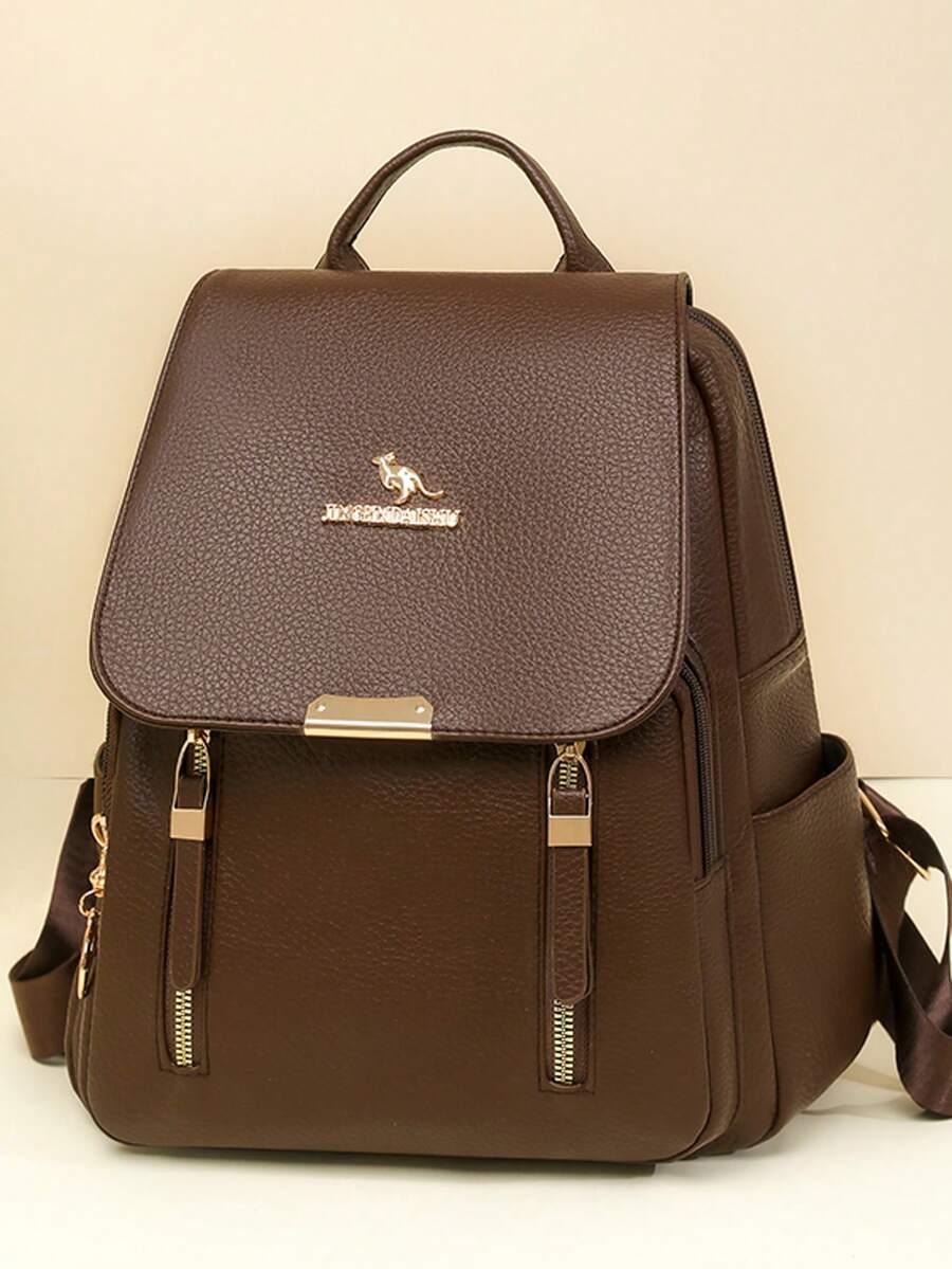 Women's Soft Leather Backpack, Large Capacity Casual Travel Backpack For Ladies, Teenagers And Girls - Brown - View 1