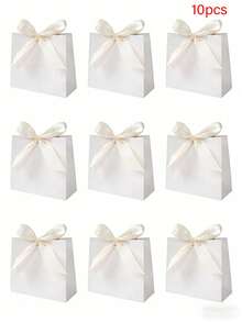 10个迷你纸质礼品袋，带蝴蝶结，可折叠包装袋，适用于婚礼、生日派对、礼品包装、购物袋、派对回礼，饰有丝带蝴蝶结，是派对回礼、生日装饰、礼品包装、节日礼物、小物件收纳的理想选择，也适用于婚礼派对装饰、新娘送礼会回礼、婚礼宾客礼物、情人节礼物、母亲节礼物、节日礼物等。 - 彩色 - 查看 11