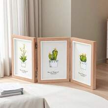 6-Inch/8-Inch Wooden Folding Photo Frame, Fashion & Creative, Suitable For Multi-Functional Display On Wall And Desk, Ideal For Landscape, Floral, Painting, Portrait And Architecture Photos - Suitable For Decorating Living Room, Bedroom And Porch, Also An Ideal Birthday Gift. - Khaki - View 11