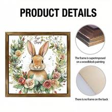 New Easter Bunny Decor, Suitable For Office, Bedroom, Cafe, Farmhouse Style Wall Decoration, With Rabbit Latte Art, Carrots And Easter Eggs - Wood Panel Painting - View 8
