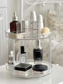 360°旋转化妆品收纳盒，大容量，适用于护肤品、化妆品、香水、首饰等物品的收纳，透明桌面多层旋转置物架，男女通用，可放置于厨房、橱柜、宿舍、浴室等场所，是卧室、浴室用品、房间装饰的理想之选。 - 白色 - 查看 10