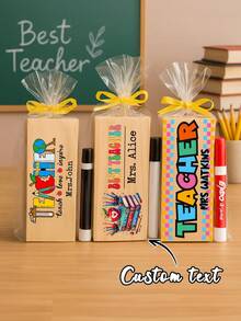 Personalisierter Lehrer Whiteboard Radierer, individualisiertes Lehrertags-Geschenk, Tafelradierer mit Stift, Geschenk mit Vorschullehrer-Name, Geschenk zur Wertschätzung von Lehrern - Verschiedenfarbig - Übersicht 2