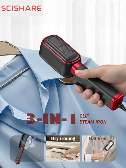 SCISHARE 3-In-1 Upright Steam Iron, With Ironing Board | 1000W Fast Heating, Ready In 20 Seconds | 155°C Dual Steam Mode (15g/Min) | 180° Rotatable Soleplate | 60ml Water Tank | Portable Travel Steam Iron | Essential For Home And Travel | Cruise Accessories