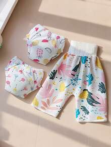 3pcs Set (Waterproof Diaper + Potty Training Pants) Adorable Design Training Pants, Unisex Baby, Leak-Proof, Washable, Suitable For Potty Training, All Seasons, Great Gift For Baby Shower, Birthday