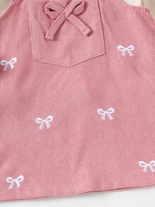 2pcs Baby Girls Cute Stylish Long Sleeve Top + Suspender Dress Set, Lightweight, Spring/Autumn - Pink - View 6