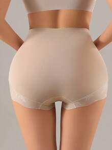 女士高腰塑身裤，收腹提臀，收腰塑形 - 杏色 - 查看 2