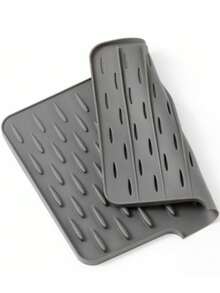 Silicone Non-Slip Dish Drying Mat With Drainage Design, Heat-Resistant And Easy To Clean, Suitable For Countertops, Sinks And Refrigerators, Two Styles Available, Keeps Kitchen Dry, Perfect Christmas Or Halloween Gift - Multicolor - View 8