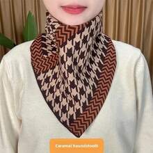 Calentador de cuello a la moda para otoño e invierno, nuevo estilo, versión coreana, bufanda triangular versátil, cálida y elegante, protección para el cuello, 2023 - Pata de gallo de caramelo [doble engrosamiento] - Ver 12
