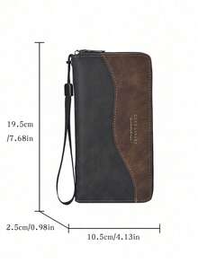 新款大容量商务男士钱包，拉链多功能长款真皮卡包 - 彩色 - 查看 6