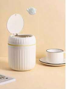 Desk Trash Can With Lid, Creative Small Storage Bin For Living Room, Office, Tea Table - Multicolor - View 10