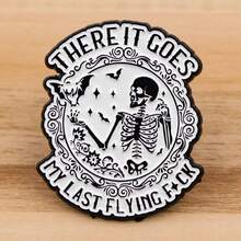 Skull & Bat Enamel Brooch, Halloween Brooch, Pine Tree Lapel Pin, Badge, Backpack & Clothing Accessory, Punk Jewelry, Holiday Gift