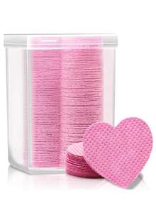 2000/1000/200pcs Nail Cleaning Wipes - Professional Lint-Free Nail Polish Remover Pads, UV Gel Cleansing Tissues, Unscented Manicure Prep And Finishing Cleaning Tool (Heart Shape) - Pink - View 1