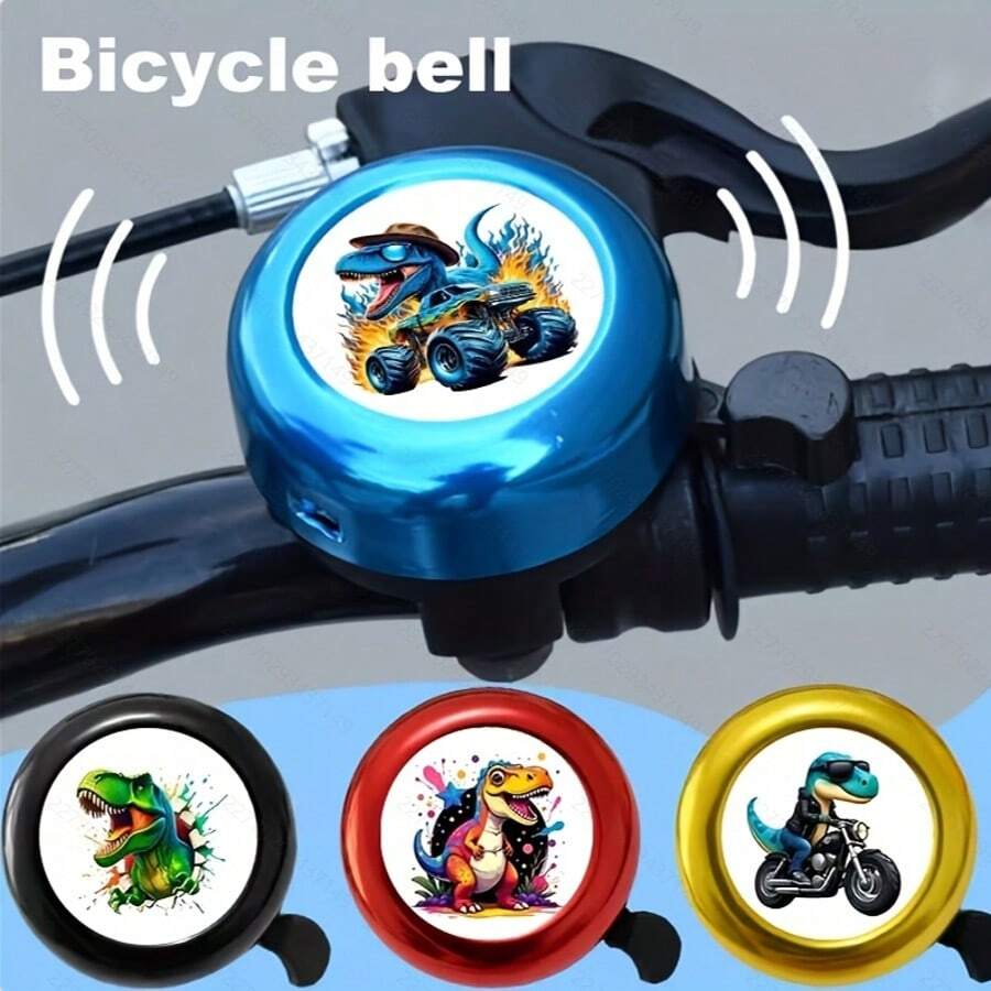 1pc Stylish Dinosaur Pattern Bicycle Bell, Suitable For Bicycle, Skateboard And Balance Bike, Outdoor Recreation, Modern Design , Vibrant Color, Skateboard Bell, Lightweight Bell, High-Quality Bell, Skateboard Accessory - Multicolor - View 1