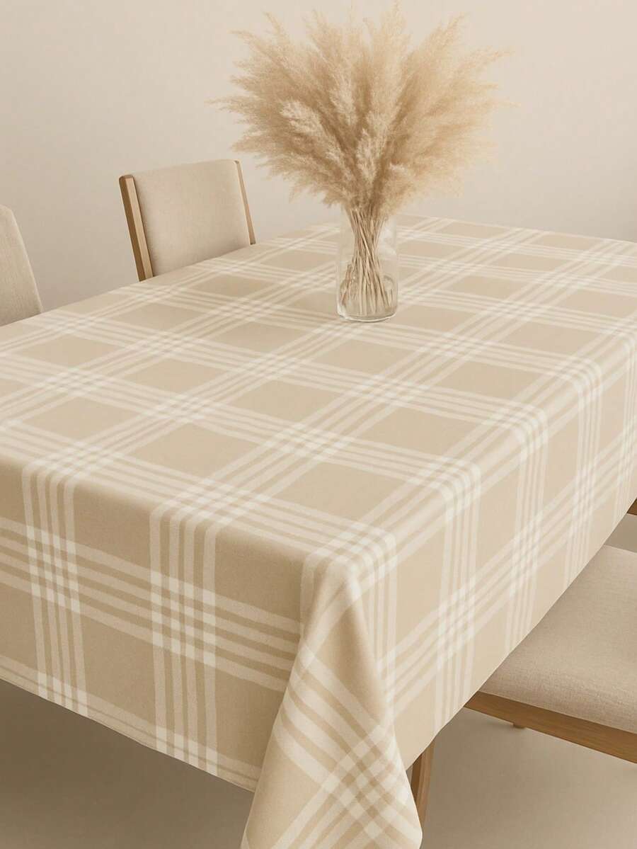 Striped Tablecloth For 4/6/8 People - Màu be và trắng - Xem 1