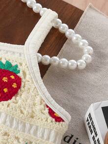 Young Girl' Apricot Strawberry Ruffle Trim Sleeveless Jumpsuit, Casual Vacation Style, Summer - Apricot - View 3