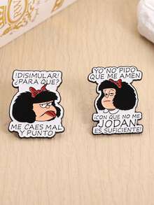 2 piezas Pines de esmalte con personajes de cómic, broches pequeños y lindos de niña, insignias de solapa, joyería de dibujos animados, regalo para amigos - Multicolor - Ver 8