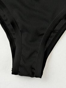 新款春夏性感优雅黑色高腰比基尼泳衣，适合海滩、度假、派对、约会等场合。 - 黑色 - 查看 7