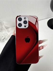 DECOPHONE Mirror Simple Business Apple Painted Pattern Phone Case, Gradient Curve Design, High-Definition Glass Phone Case, Shockproof, Unisex, Compatible With Apple 17/16 Pro Max/15 Pro/14 Pro Max/13 Pro Max/16 Pro Protective Case/15 Pro Max/12 Pro Max/11/XS Max/7 Plus, Apple 13 Shockproof Protective Cover. - Red - View 2