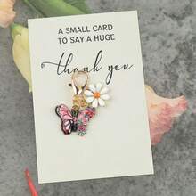 10pcs Elegant Butterfly & Daisy Flower Keychain Set, Pocket Thank You Cards, Handbag & Car Key Decor Accessories, Suitable For Men & Women, Butterfly Pendant Gifts For Friends, Family, Appreciation, Party, Holiday Decoration - Multicolor - View 5