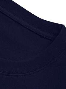 Minimal Logo T-Shirt, Casual, Long Sleeve, Street Style, Unisex, Perfect For Transitional Seasons, Spring, Early Fall, And Everyday Wear. 100% Cotton. Stylish. - 藏蓝色 - 查看 5