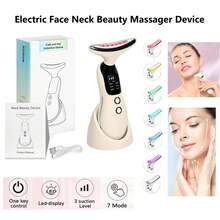 400mAh Electric Facial & Neck Beauty Massager With 7-Color LED Lights, Improves Neck Lines, Lifts & Firms, Home Skincare Device - Multicolor - View 13