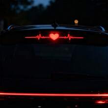 High Mount Stop Light Decal - 3D Carbon Fiber Heartbeat & ECG Pattern Sticker, Matte Finish For Car Safety With Enhanced Visibility, Waterproof Tail Light Decoration - Multicolor - View 4