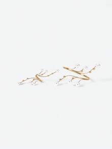 Opalesca 1 set Parure de bracelet et bague bijoutée à motif géométrique creux élégant et à la mode, convient pour le port en vacances, en soirée, cadeau - Doré - Voir 4