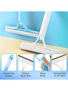 3 In 1 Spray Window Squeegee Cleaner Scraper, Window Squeegee With Spray, WindowSqueegee Cleaner Tool With SprayBottle For Shower Glass, Mirrors, Car, Home Window Cleaner Tool (Blue) - Mint Blue - View 4