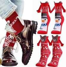 2 pares de Calcetines Divertidos de Navidad, Divertidos Calcetines Magnéticos de Navidad, Calcetine de Mano, Lindos Calcetine Magnéticos para manos, regalos de Navidad para mujeres y hombres - A - Ver 1
