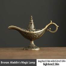 1pc Alloy Genie Lamp Incense Burner, Golden Tabletop Aromatherapy Diffuser, Middle Eastern Arabic Style Decor, Living Room Entryway TV Cabinet Decoration, Suitable For Islamic Festivals, Arabic Celebrations, Middle Eastern Party Supplies - Multicolor - View 5