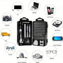 116-In-1 Precision Screwdriver Set, Mini Professional Magnetic Repair Tool Kit, Suitable For Smartphones, Computers, Watches, Laptops, MacBooks, Game Consoles, Electronics, Toys, PC Maintenance, Perfect Christmas Gift - Black - View 8