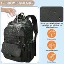Nasjac Mochilas para Laptop para Hombre y Mujer 36 L Mochilas de Viaje Impermeable de Gran Capacidad Mochila Adolescentes Casual Ligera para Portatil de 15.6 Pulgadas para Trabajo y Viajes - Negro1 - Ver 4