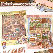 2 Sheets 27.5*21cm Large Size Miniature Scene Stickers, 2 Pattern Options, Includes 2 Sheets Pet Stickers + 1 Sheet Scene Cardboard + 1 Sheet Reference, Suitable For Christmas, New Year, Holiday Party, Gifts, Envelopes, Cards DIY Decoration, PVC Sticker Scrapbook Supplies Scrapbooking - Cartoon Landscape Stickers - View 3