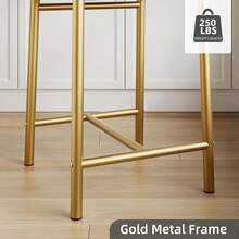 Taburetes de bar Conjunto de 4, 37 pulgadas Taburetes de bar de altura del contador, Taburetes de bar giratorios de cuero PU ajustables, Taburetes modernos del contador de oro con espalda y reposapiés, Taburetes de bar de altura del contador para bar, cocina, comedor - Dorado - Ver 3