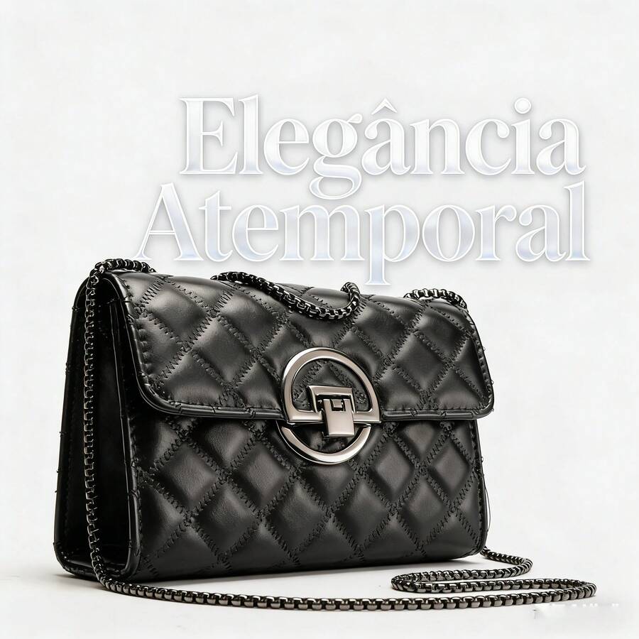 Bolsa de ombro elegante com corrente acolchoada. Ideal para estudantes, mulheres urbanas e para quem vai à escola ou ao trabalho.material escolar papelaria